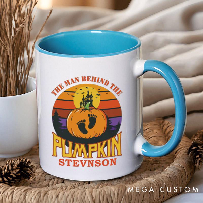 Personalized The Man Behind the Pumpkin and The Woman Growing the Pumpkin Halloween Couple Mugs