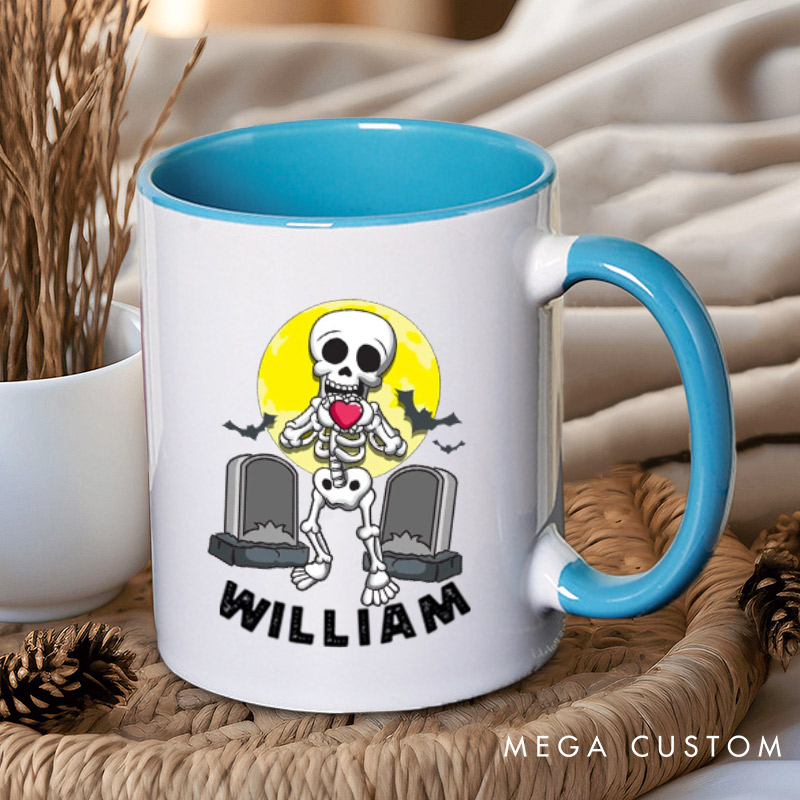 Personalized Funny Skeleton Couple Halloween Couple Mugs