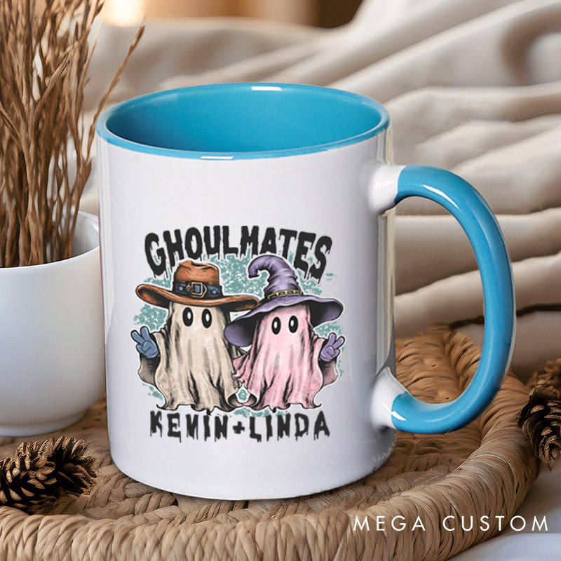 Personalized Ghoultmates Couple Ghost Halloween Couple Mugs