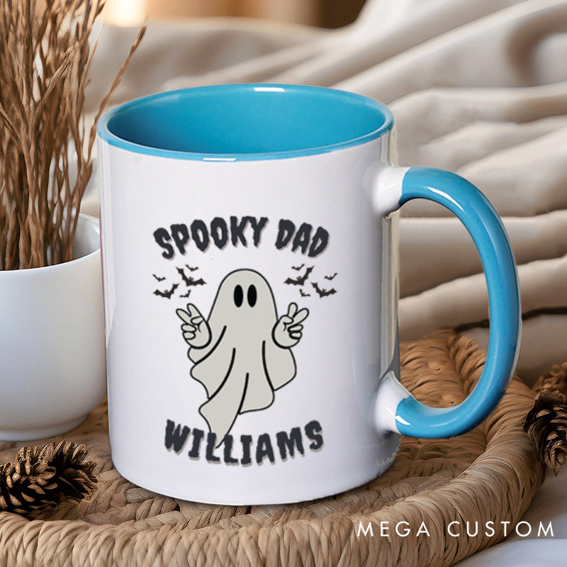 Personalized Spooky Dad and Spooky Mama Couple Ghost Halloween Couple Mugs