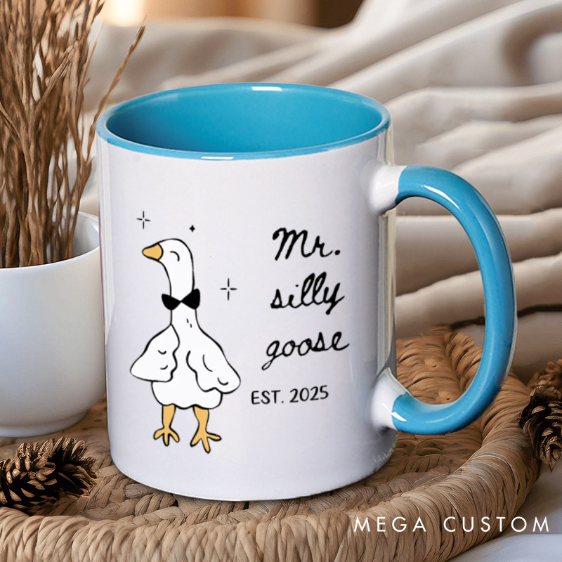Personalized Funny Mr and Mrs Silly Goose Matching Wedding Couple Mugs