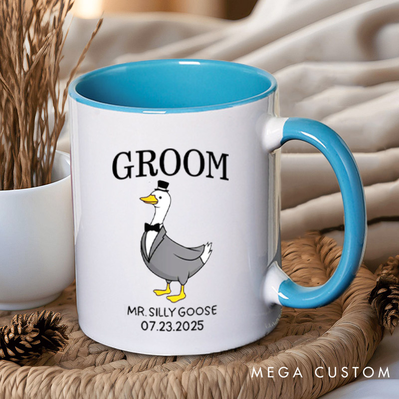 Personalized Bride and Groom Silly Goose Mr and Mrs Matching Wedding Couple Mugs