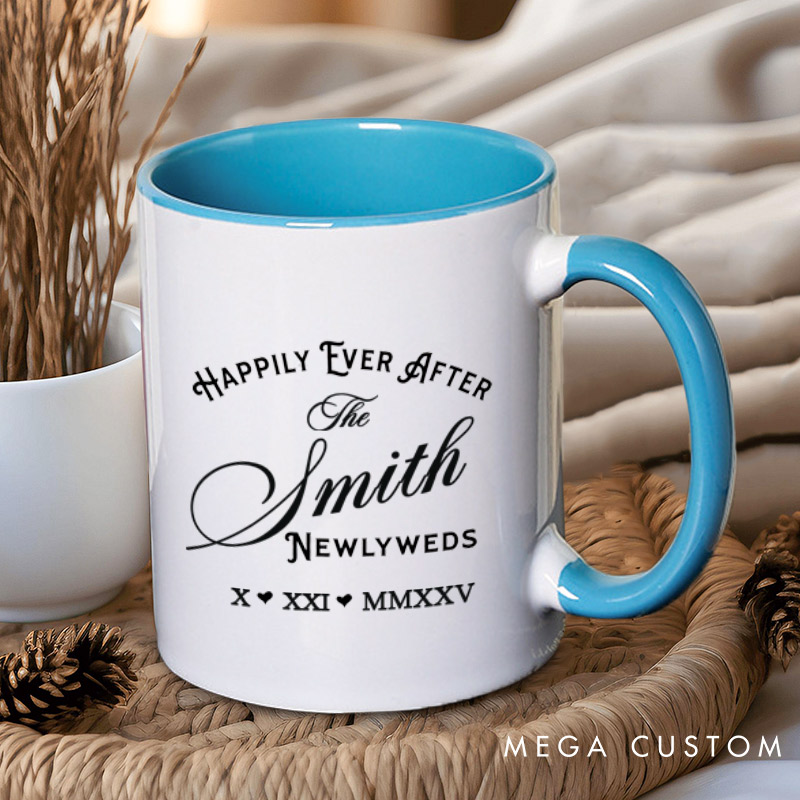 Personalized Newlyweds Happily Ever After Wedding Couple Mugs