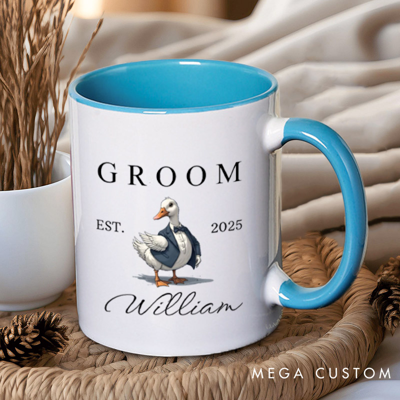 Personalized Bride and Groom Silly Goose Matching Wedding Couple Mugs