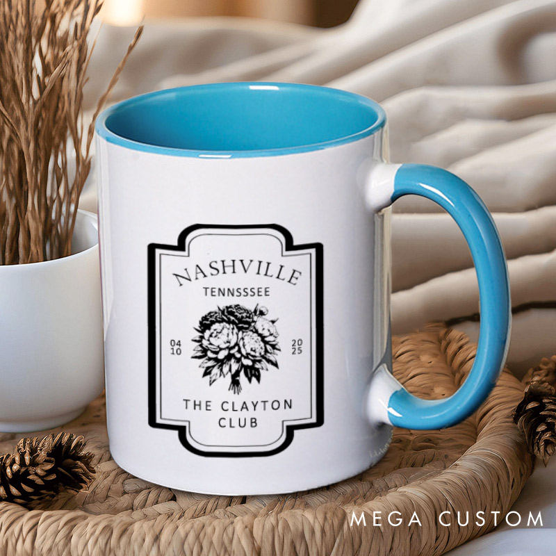 Personalized Floral Themed Wedding Logo Nwelweds Matching Wedding Couple Mugs
