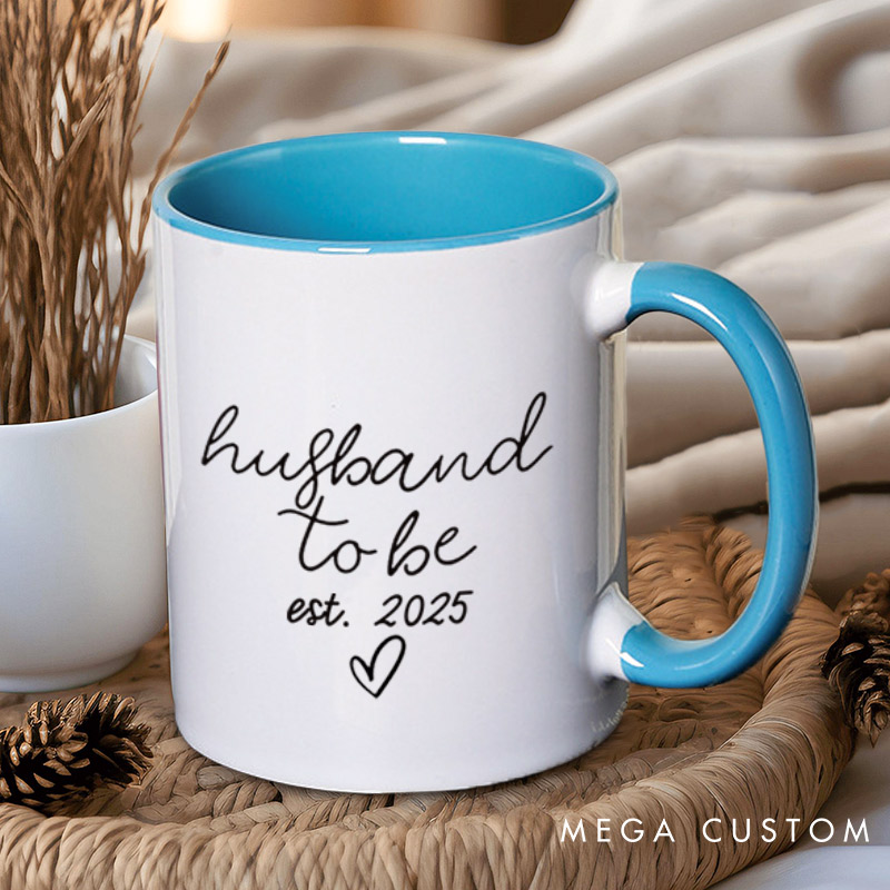 Personalized Wife To Be and Husband To Be with Year Engagement Couple Mugs