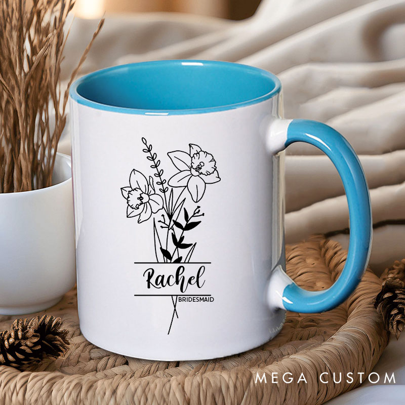 Personalized Bridesmaid Birth Flower Mug Maid of Honor Month Flower Mug Bachelorette Party Mug Bridesmaid Proposal Gift Bridal Shower Mug