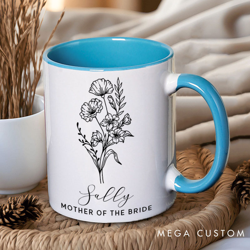 Personalized Elegant Bridesmaid Birth Flower Mug Maid of Honor Month Flower Bachelorette Party Mug Bridesmaid Proposal Gift Bridal Shower Mug