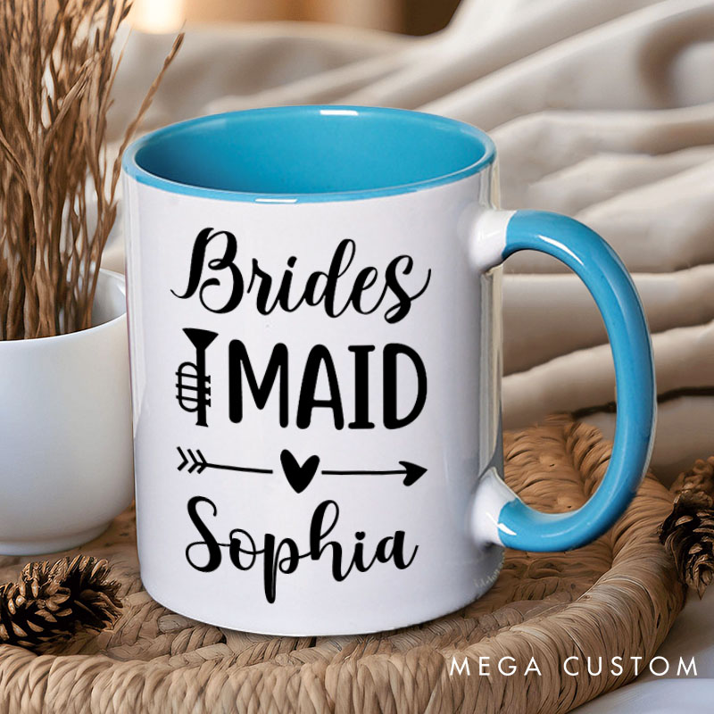 Personalized Bridesmaid with Heart Arrow Mug Maid of Honor Mug with Name Bachelorette Party Mug Bridesmaid Proposal Gift Bridal Shower Mug
