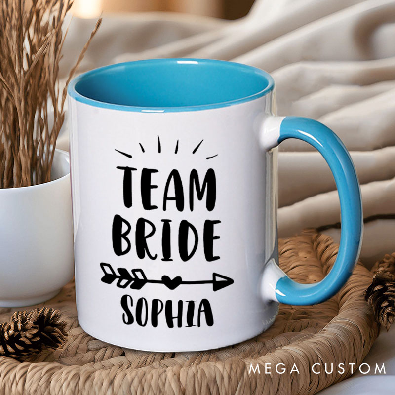 Personalized Team Bride with Heart Arrow Mug Bridesmaid Name Mug Maid of Honor Mug Bachelorette Party Mug Bridesmaid Proposal Gift Bridal Shower Mug