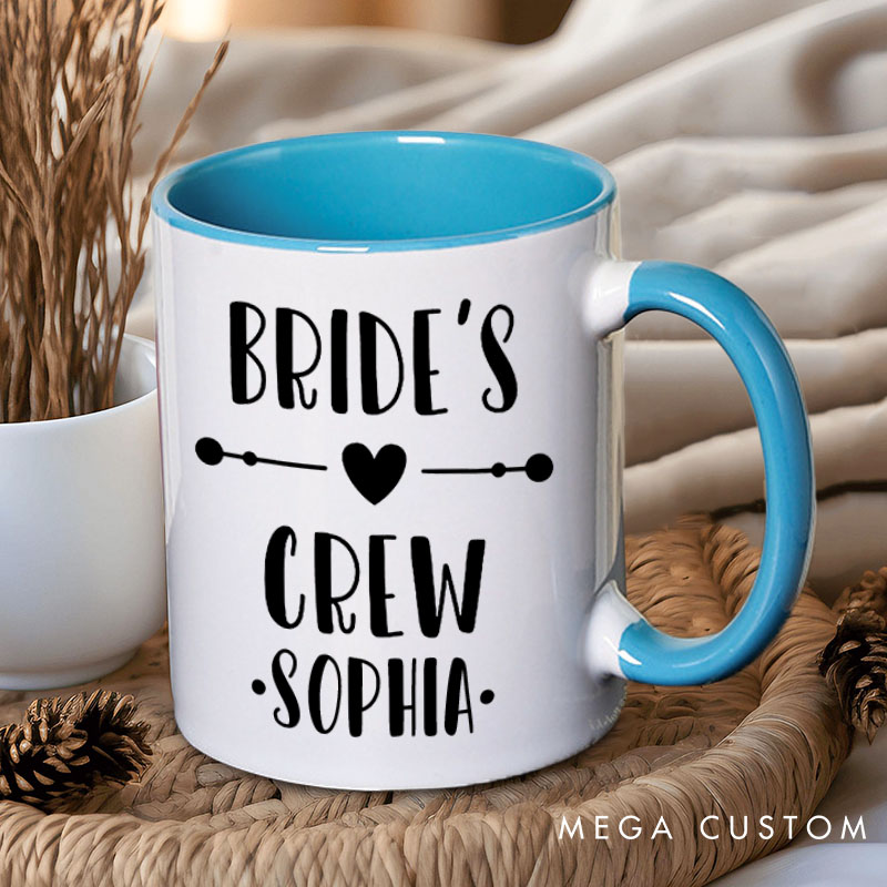 Personalized Bride’s Crew with Heart Mug Bridesmaid Name Mug Maid of Honor Mug Bachelorette Party Mug Bridesmaid Proposal Gift Bridal Shower Mug