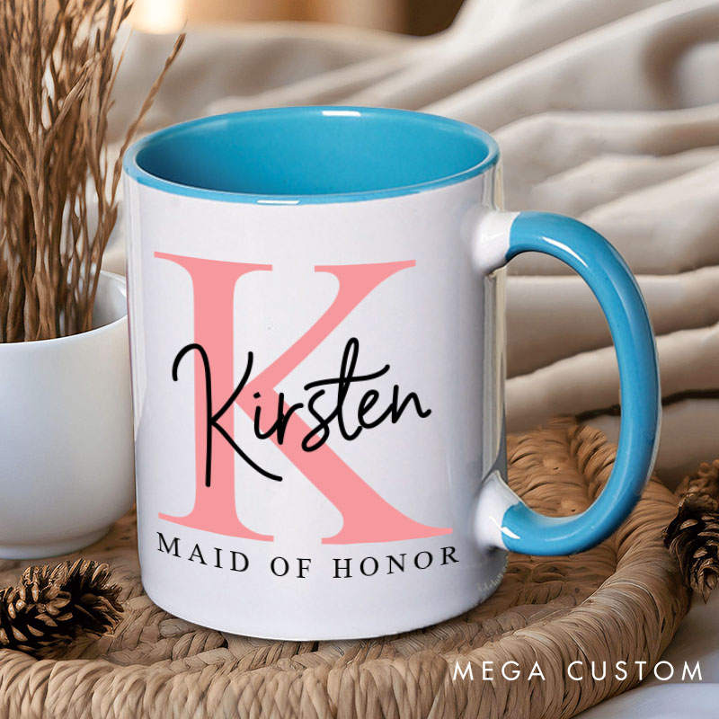 Personalized Minimalist Bridesmaid Initials Mug Maid of Honor Mug with Name Bachelorette Party Mug Bridesmaid Proposal Gift for Her Bridal Shower Mug