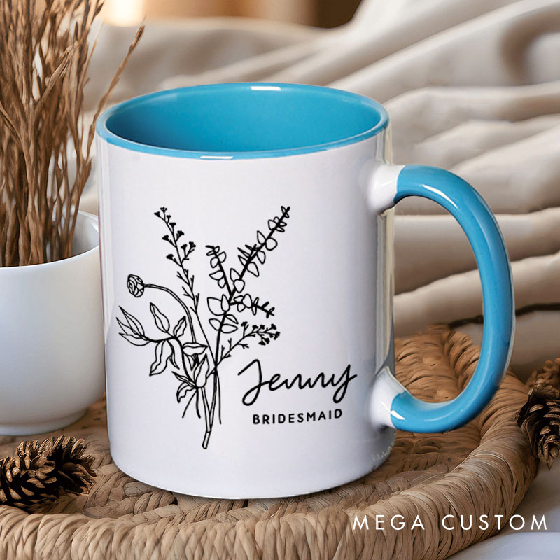 Personalized Bridesmaid Wildflowers Mug Maid of Honor Mug Bachelorette Party Mug Bridesmaid Proposal Gift Mother of the Bride Groom Bridal Shower Mug