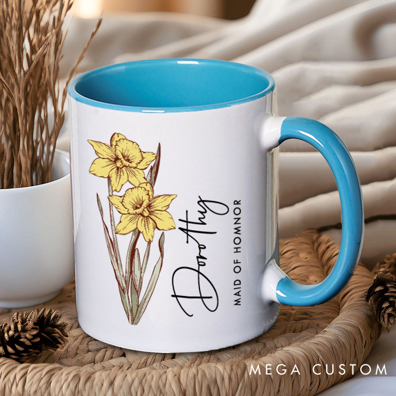 Personalized Retro Bridesmaid Birth Flower Mug Maid of Honor Month Flower Mug Bachelorette Party Mug Bridesmaid Proposal Mug MOG MOB Bridal Shower Mug