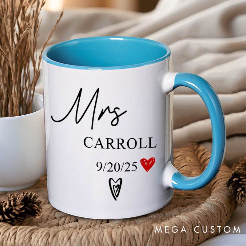 Personalized Couple Mr and Mrs Mug Custom Couple Name Mug Couple Heart Valentine's Day Mug for Husband Wife Boyfriend Girlfriend