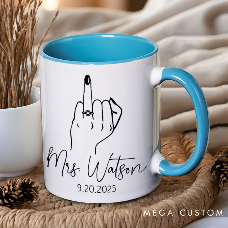 Personalized Couple Wedding Mr. and Mrs. with Line Hand Mug Custom Minimalist Engagement Mug Valentine's Day Mug for Husband Wife Hubby Wifey