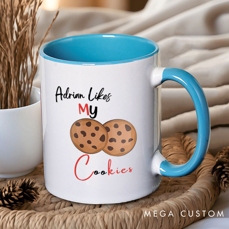 Personalized Couple She Likes My Peppermint Stick and He Likes My Cookies Christmas Mug Couple Xmas Coffee Mug for Husband Wife Boyfriend Girlfriend