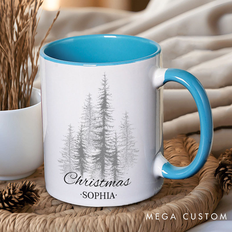Personalized Couple Merry and Christmas with Tree Mug Custom Couple Name Xmas Coffee Mug Christmas Mug for Husband Wife Boyfriend Girlfriend