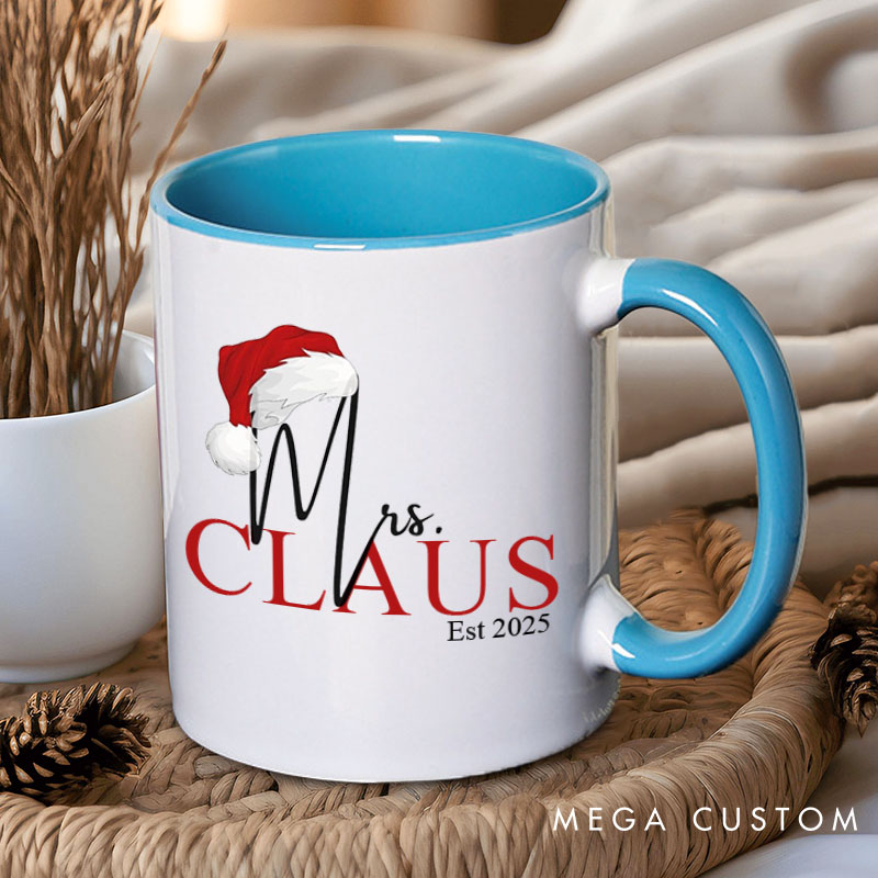 Personalized Couple Mr. Claus and Mrs. Claus with Christmas Hat Mug Custom Couple Xmas Coffee Mug Christmas Mug for Husband Wife Hubby Wifey