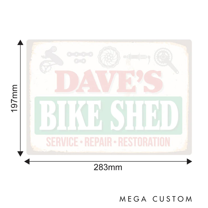 Personalized Bike Shed Sign Mancave Garage Decor Birthday Fathers Day Christmas Gift for Dad Grandad Husband for Cycling Riding Lovers