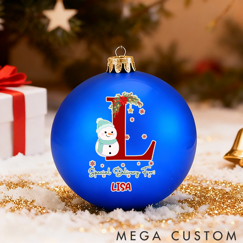 Personalized Christmas Ball Ornament Christmas Snowman Flower Pattern Letter Design