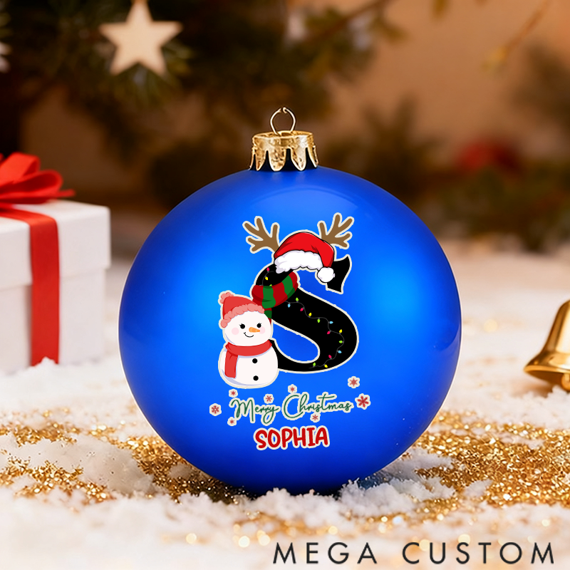 Personalized Christmas Ball Ornament Christmas Snowman Pattern Letter Design