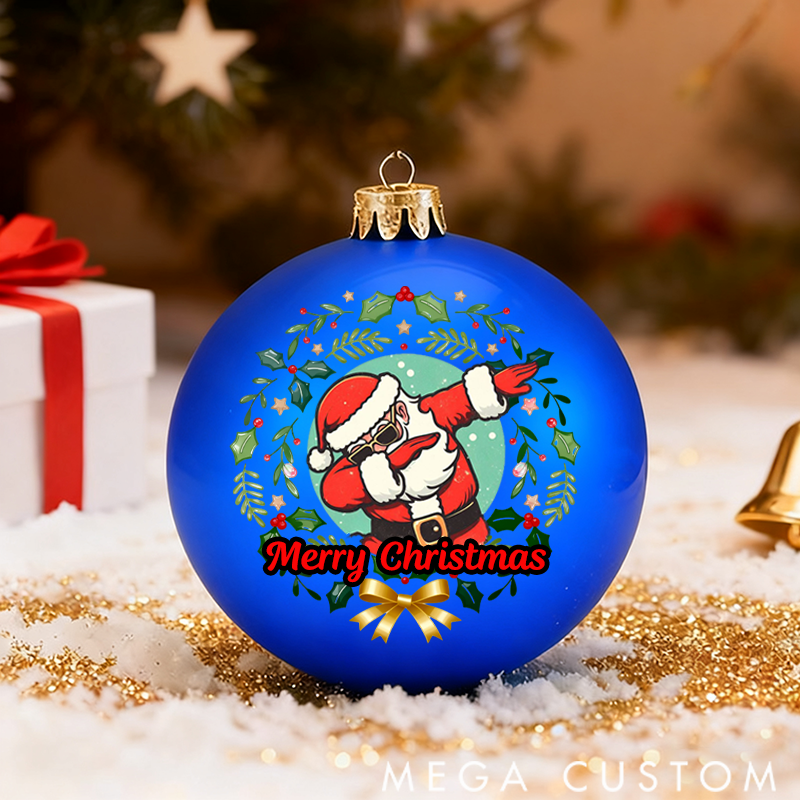 Personalized Christmas Ball Ornament Cool Santa Claus Wishes You Merry Christmas