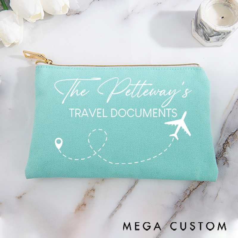 Personalized Makeup Bag Gift for Traveler Travel Documents and Custom Name