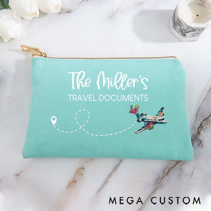 Personalized Makeup Bag Gift for Travel Lovers Travel Documents and Travel's Name
