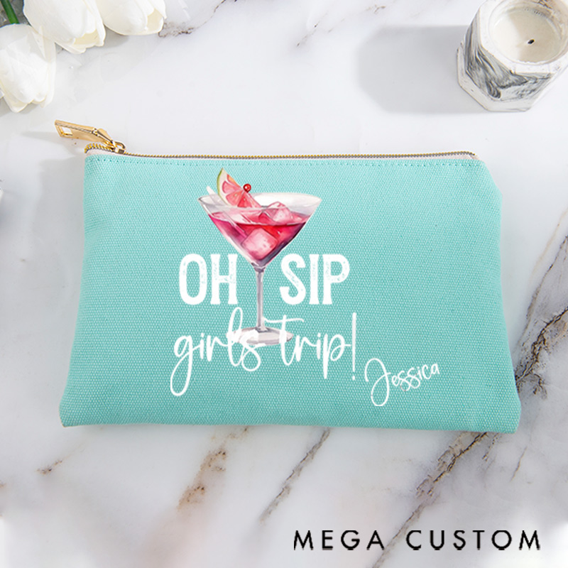 Personalized Makeup Bag Gift for Travel Lovers Girl's Trip and Custom Name