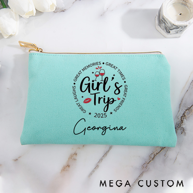 Personalized Makeup Bag Gift for Girls Travel Lovers Great Friends Cheers and Custom Name