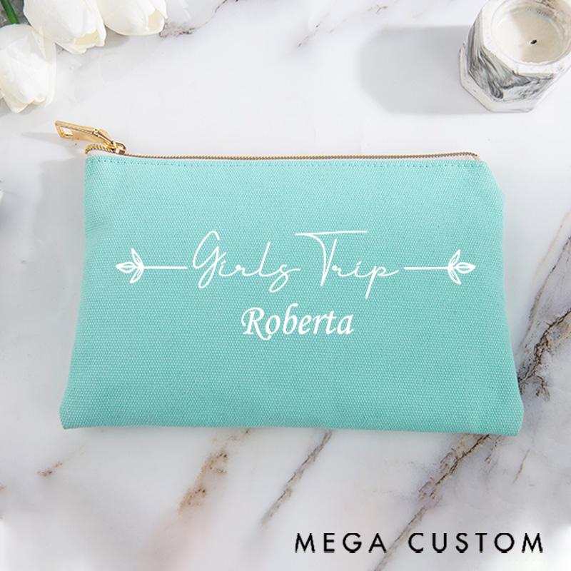 Personalized Makeup Bag Gift for Girls Travel Lovers Girls Trip and Custom Name