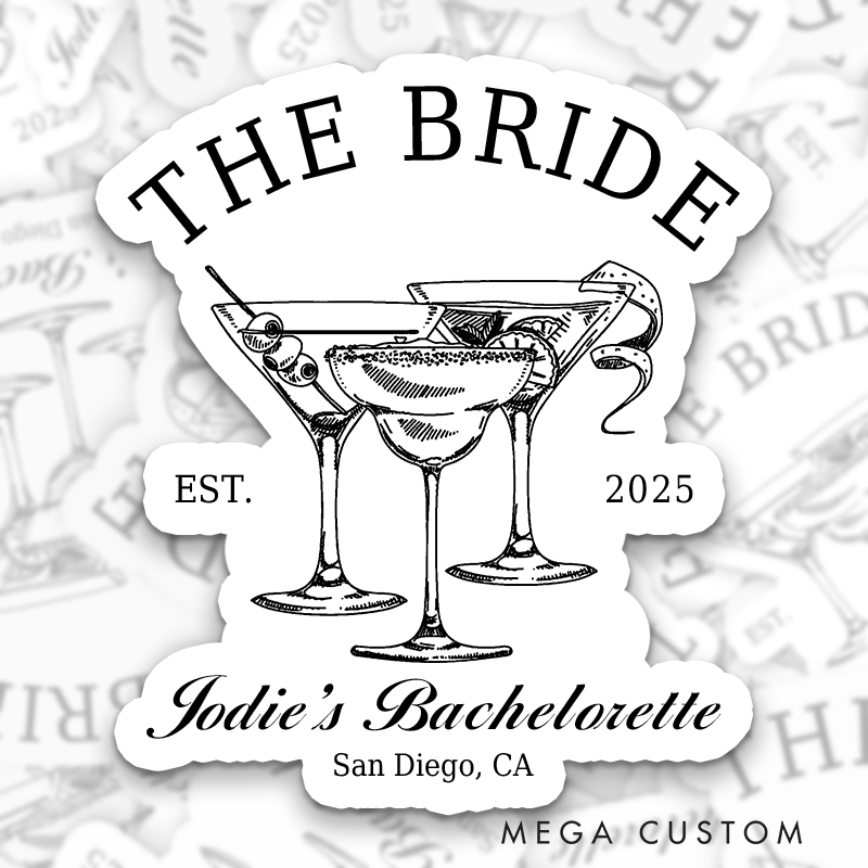 Personalized The Bride Bachelorette Party Sticker Bridesmaid The Bach Club Sticker with Name Wedding Sticker Hen Party Sticker