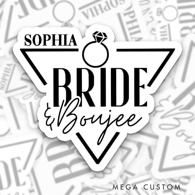 Personalized Bride and Boujee Sticker Bridesmaid Bach and Boozy Sticker with Name Team Bride Wedding Hen Party Sticker Bachelorette Party Sticker
