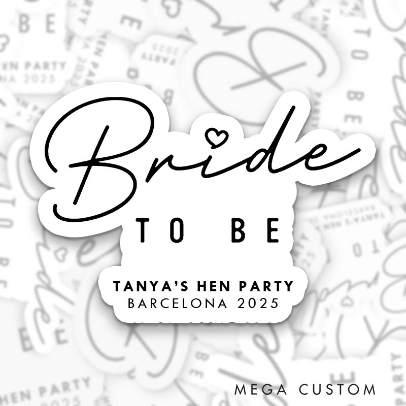 Personalized Minimalist Bride Sticker Bridesmaid Bachelorette Party Sticker with Name and Date Team Bride Location Hen Party Sticker Wedding Sticker