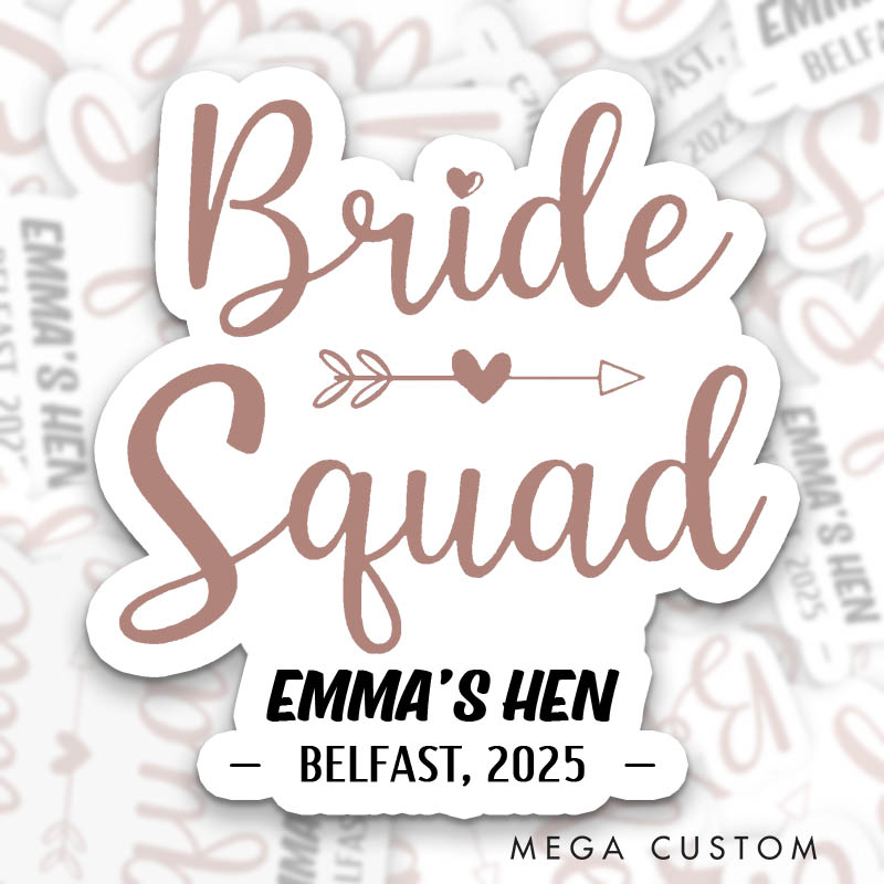 Personalized Bride with Diamond Arrow Sticker Bridesmaid I Do Crew Sticker Team Bride Wedding Hen Party Sticker Bride Squad Bachelorette Party
