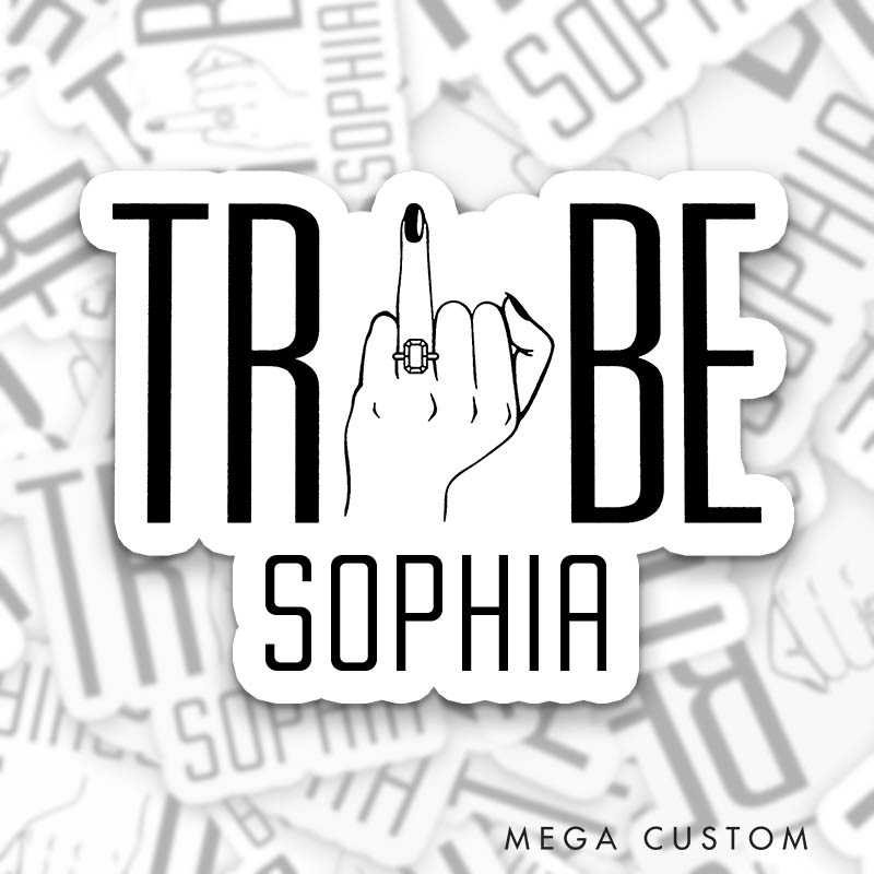 Personalized Funny Bride Hand With Diamond Ring Sticker Bridesmaid Bachelorette Party Sticker with name Team Bride Wedding Hen Party Sticker