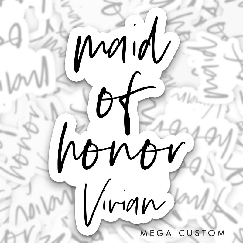 Personalized Handwritten Bride Sticker with Custom Name Maid of Honor Sticker Bridesmaid Sticker Bachelorette Party Sticker