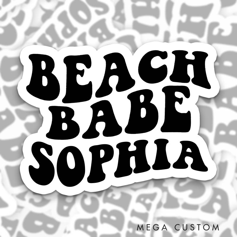 Personalized Beach Bride Sticker with Name Beach Babe Sticker Bridesmaid Hen Party Sticker Wedding Bridal Party Sticker Bachelorette Party Sticker