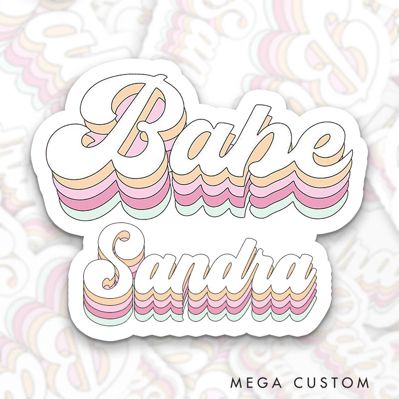 Personalized Colorful Bride Sticker with Name Retro Babe Bachelorette Party Sticker Bridesmaid Hen Party Sticker Wedding Bridal Party Sticker