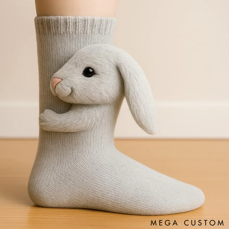 Personalized Christmas 3D Knit Animal Socks Gift for Her from Knitting Lovers