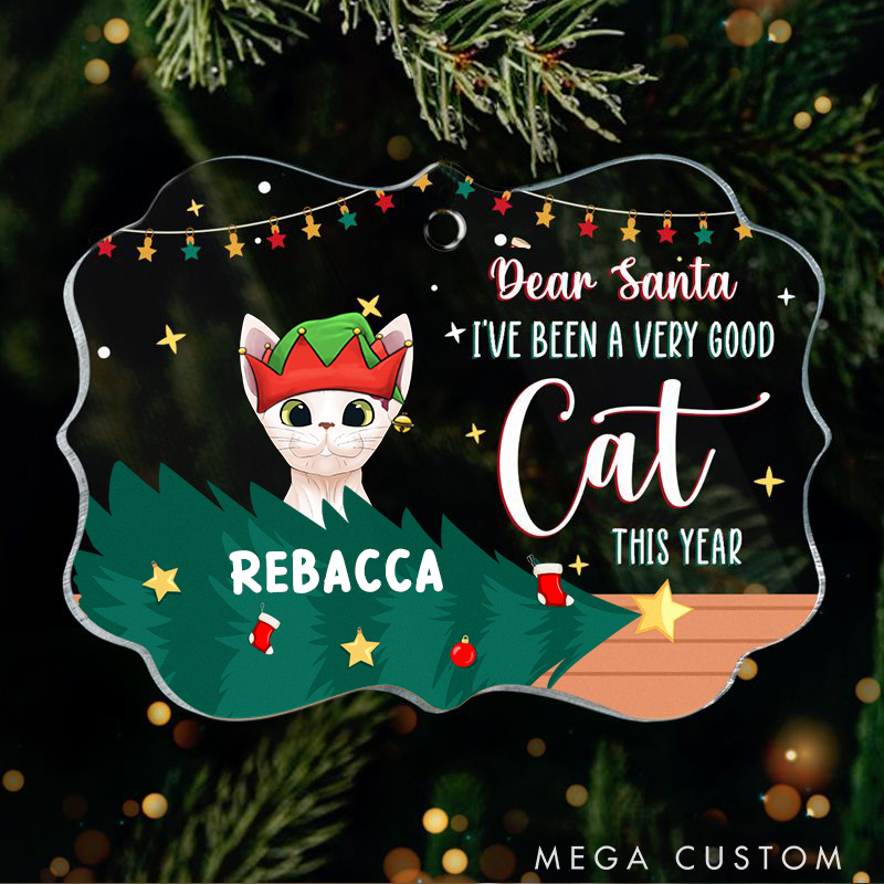 Personalized Cat Lover I've been a Very Good Cat this Year Christmas Ornament