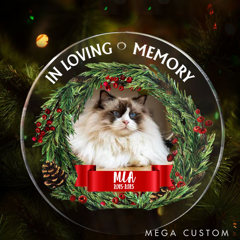 Personalized Pet Lover Custom Photo in Loving Memory Christmas Ornament