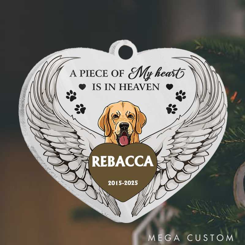 Personalized Dog Lover a Piece of My Heart is on Heaven Ornament