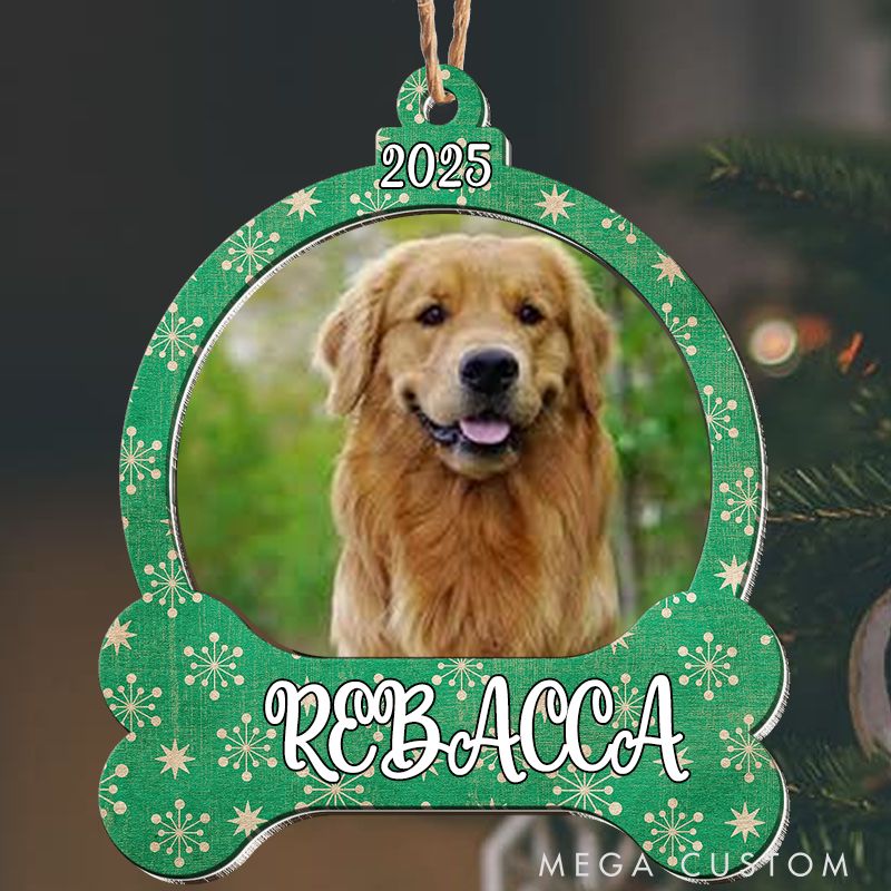 Personalized Dog Lover Custom Dog with Christmas Snow Christmas Ornament