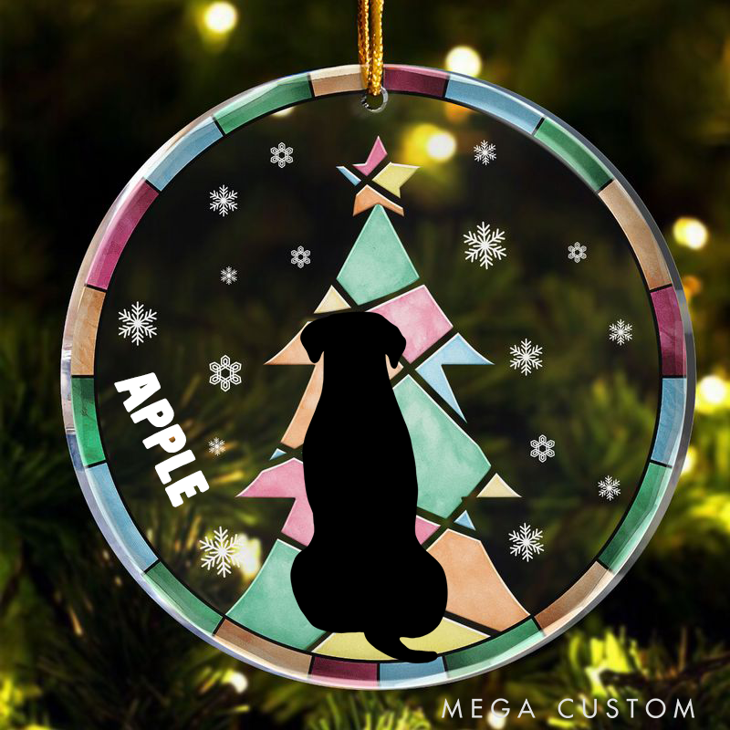 Personalized Dog Lover Christmas Tree Black Backside Dog Christmas Ornament