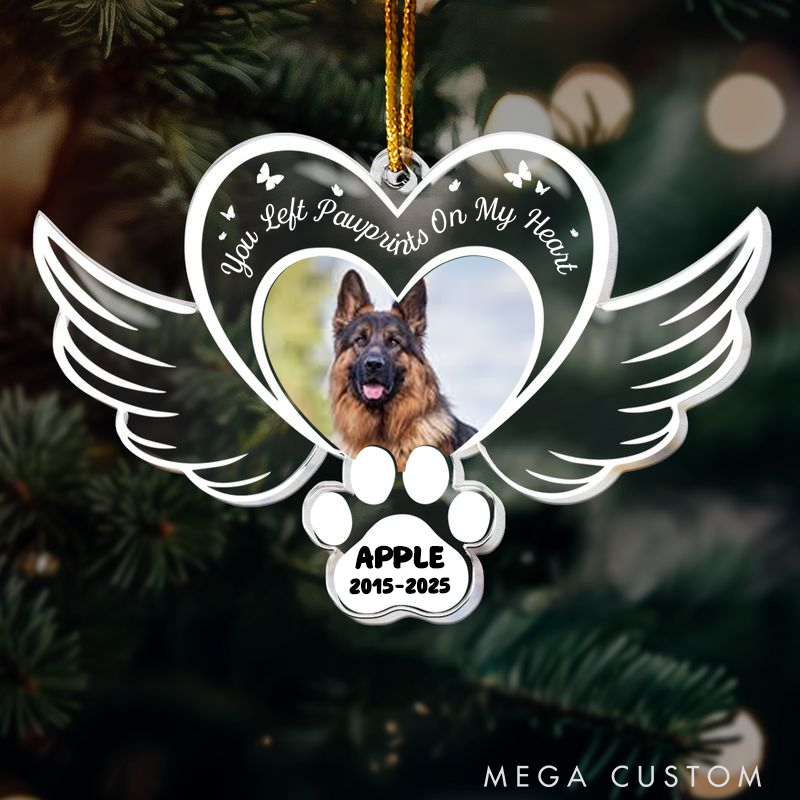 Personalized Pet Lover You Left Pawprints on My Heart Ornament