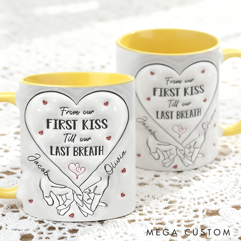 Personalized From Our First Kiss Till Our Last Breath Couple Matching Mugs Anniversary Gift Mugs For Couple 
