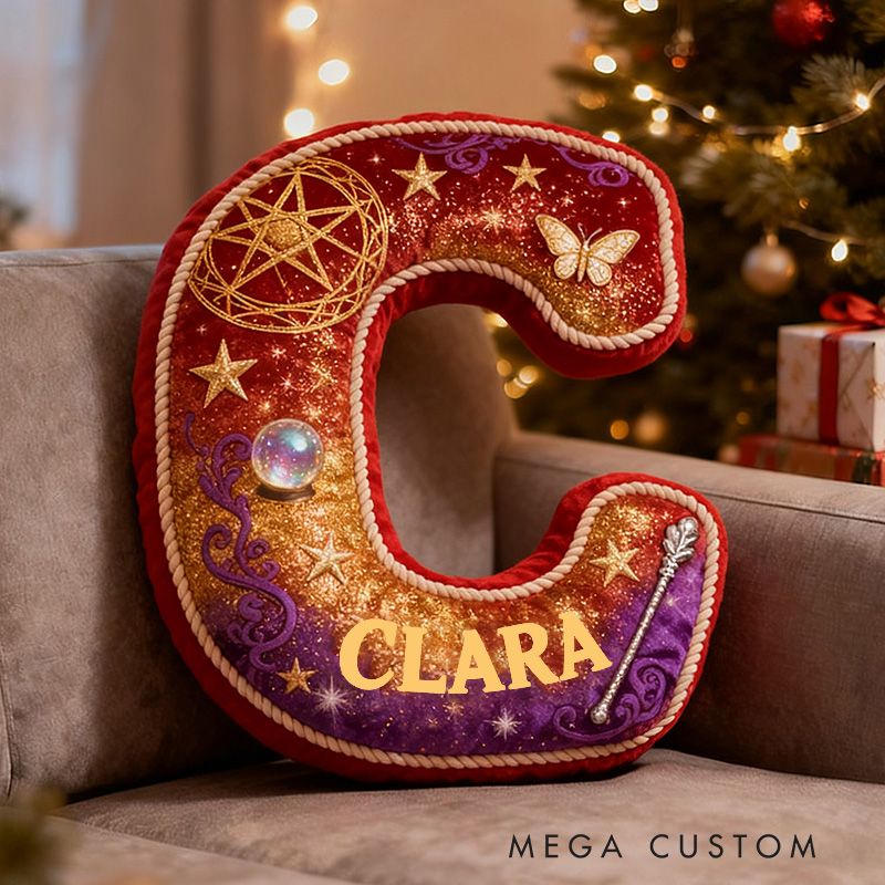 Personalized Mysterious Wizard Pillow Decorated with Magic Wand Pentagram Crystal Ball Graphic 3D Print Pillow for Kids and Magic Lovers