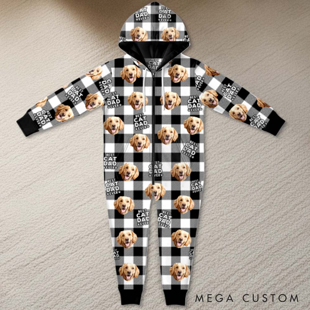 Personalized Pet Lover Photo Christmas Birthday with Paws Adult Onesie